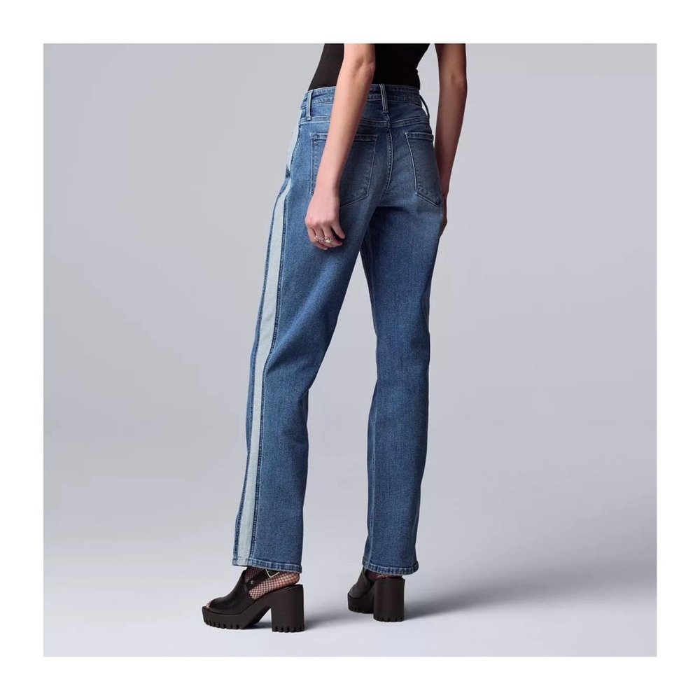 SOLD Simply Vera Vera Wang Womens Mid Rise Side Stripe Relax Straight Jeans Sz - Picture 10 of 12